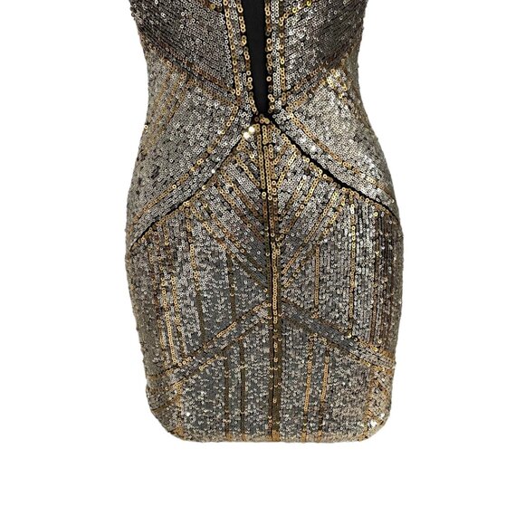 Bebe Bling Dress XXS - Sequin Embellished Mesh Panel Bodycon Party/Cocktail - Picture 5 of 8